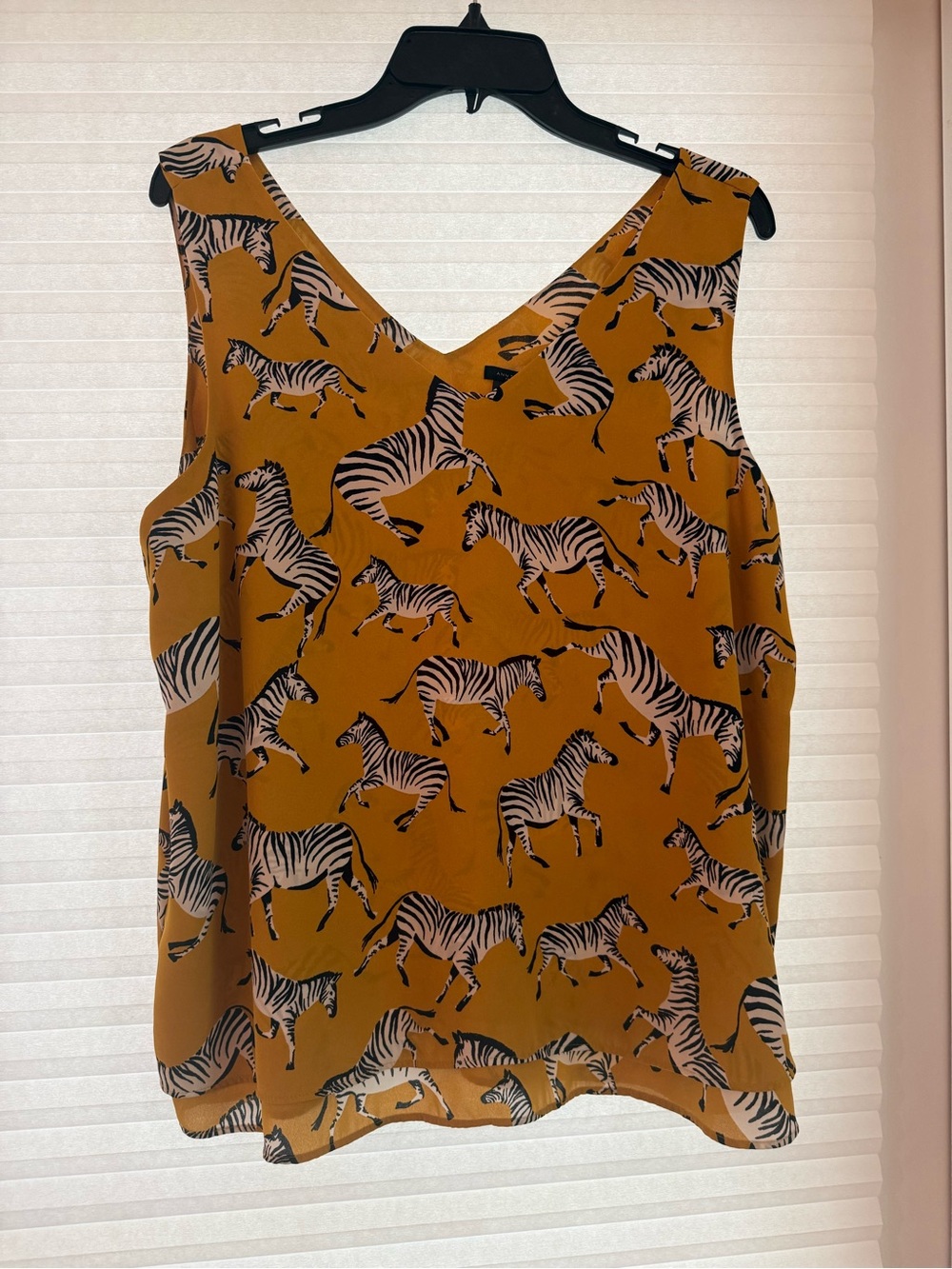 Ann Taylor Mustard Zebra Print V-Neck Tank